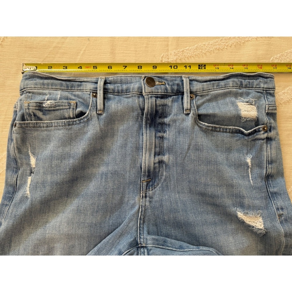 FRAME Le Beau Crop Jeans Women's 28 Distressed Light Wash Raw Hem - Picture 7 of 8